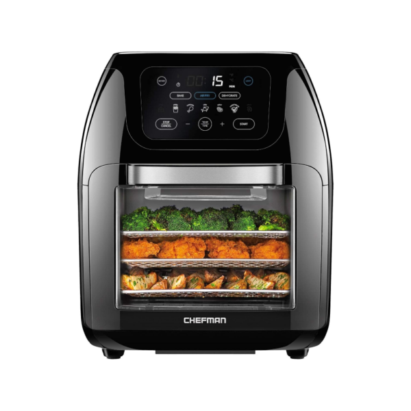 CHEFMAN Friteuse à air numérique multifonctionnelle + rôtisserie, déshydrateur, four à convection