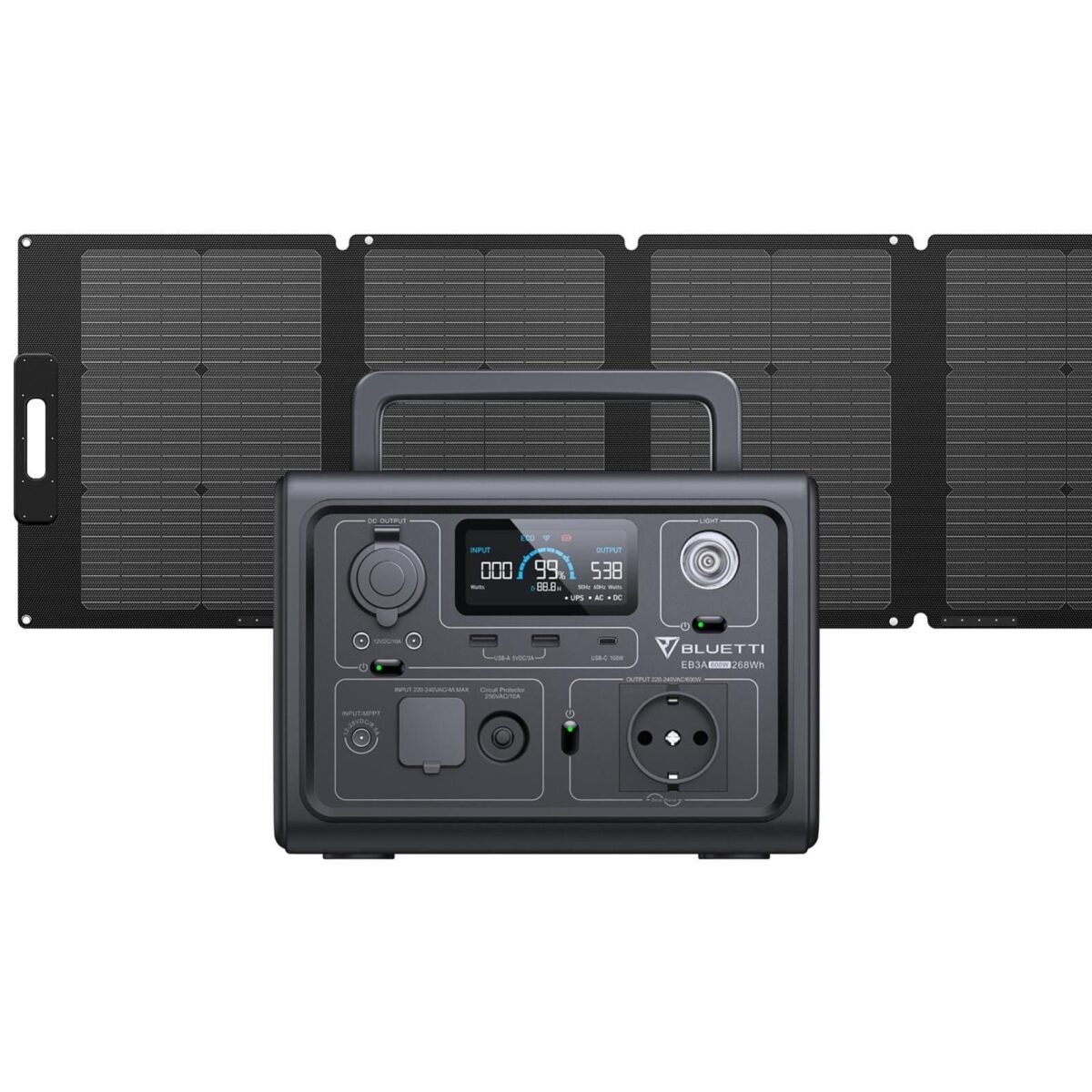 BLUETTI EB3A Solar Generator with PV120S Solar Panel and 268 Wh LiFePO4 Backup Battery – Image 1