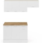 SUBTIL Complete Kitchen, 180 cm, 5 Elements with Wooden Worktop and White Finish – Image 2