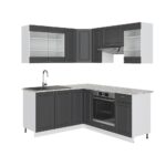 Vicco Fame-Line Corner Kitchen, Anthracite-Gold/White, 190 x 60 cm, Marble PT – Image 4
