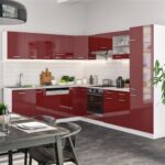 Vicco R-Line Corner Kitchen, Bordeaux/High Gloss White, 227 x 287 cm, Oak PT – Image 3
