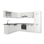 Vicco R-Line Corner Kitchen, Country White/White, 227 x 287 cm, Without Worktop – Image 4