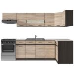 JUNONA Complete Corner Kitchen with LED Lighting and 340 cm Worktop – Sonoma Oak Finish – Image 2