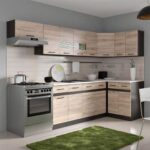 JUNONA Complete Corner Kitchen with LED Lighting and 340 cm Worktop – Sonoma Oak Finish